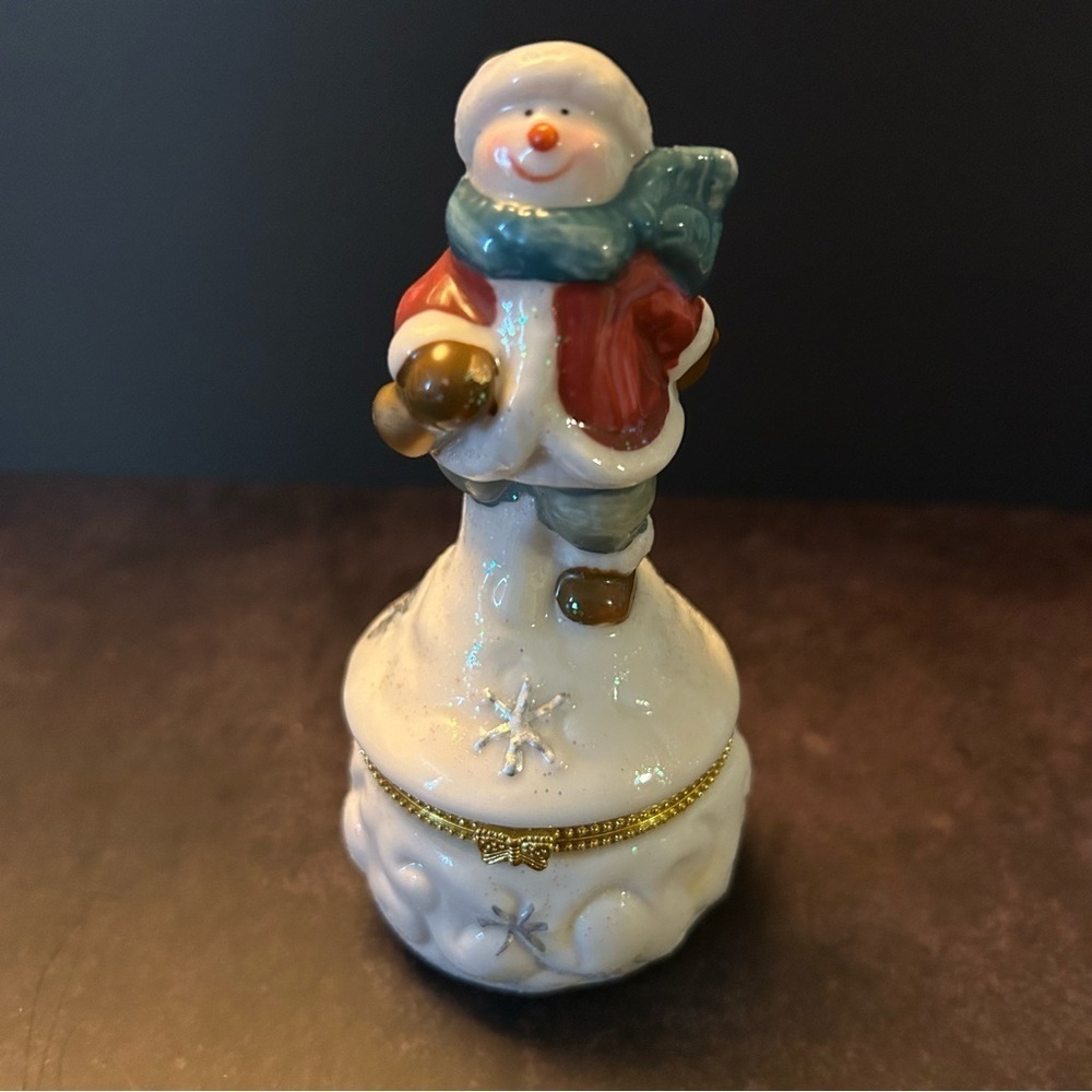 Festive Snowman Holiday Figurine Jewellery Holder